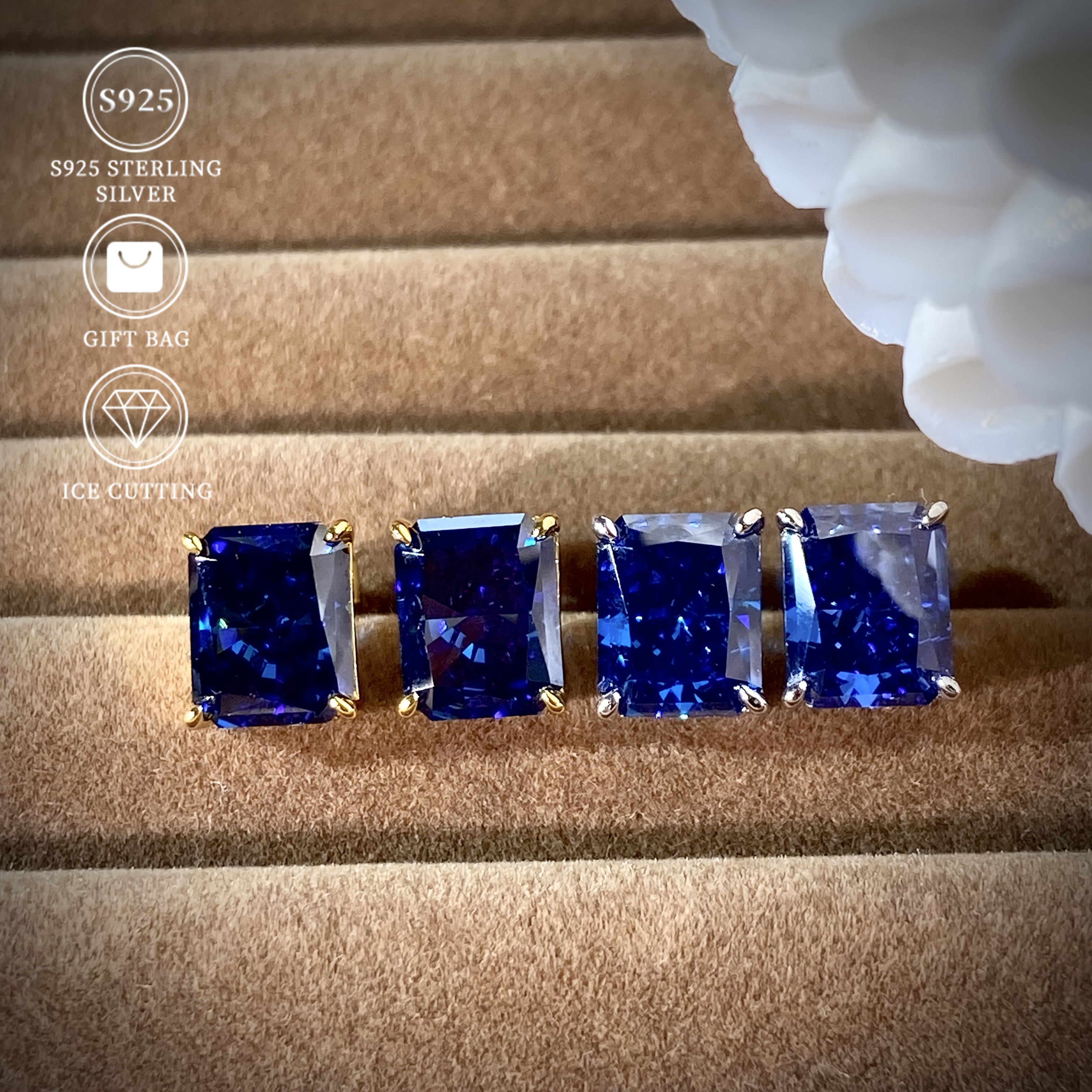 Women's Exquisite Tanzanite Blue 925 Sterling Silver Earrings